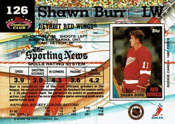 1992-93 Stadium Club #126 Shawn Burr Back