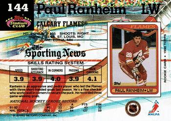 1992-93 Stadium Club #144 Paul Ranheim Back