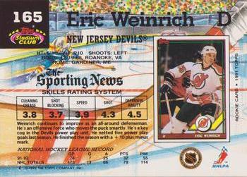 1992-93 Stadium Club #165 Eric Weinrich Back