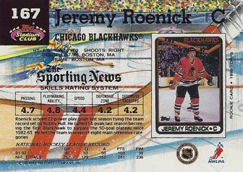 1992-93 Stadium Club #167 Jeremy Roenick Back