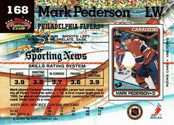 1992-93 Stadium Club #168 Mark Pederson Back