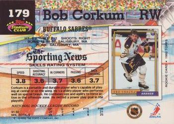 1992-93 Stadium Club #179 Bob Corkum Back