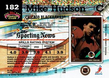 1992-93 Stadium Club #182 Mike Hudson Back