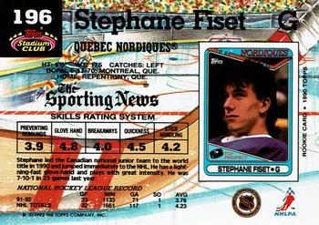 1992-93 Stadium Club #196 Stephane Fiset Back