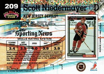 1992-93 Stadium Club #209 Scott Niedermayer Back