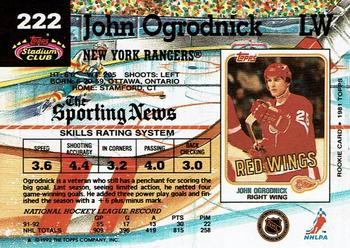 1992-93 Stadium Club #222 John Ogrodnick Back