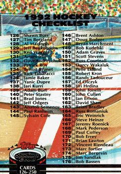 1992-93 Stadium Club #240 Checklist: 126-250 Front