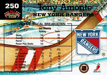 1992-93 Stadium Club #250 Tony Amonte Back