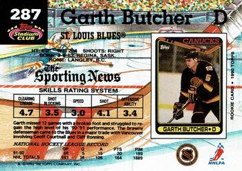 1992-93 Stadium Club #287 Garth Butcher Back