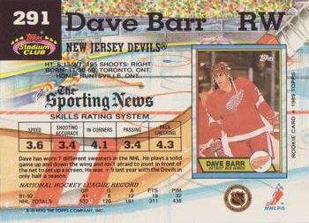 1992-93 Stadium Club #291 Dave Barr Back