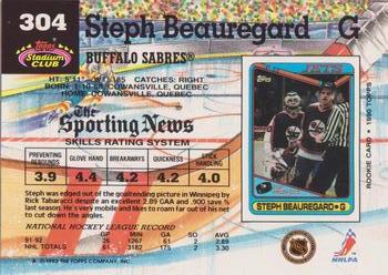 1992-93 Stadium Club #304 Stephane Beauregard Back