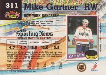 1992-93 Stadium Club #311 Mike Gartner Back