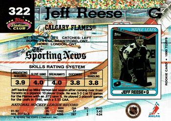 1992-93 Stadium Club #322 Jeff Reese Back