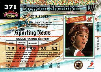 1992-93 Stadium Club #371 Brendan Shanahan Back
