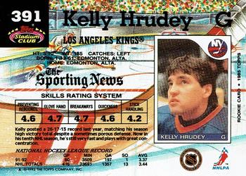 1992-93 Stadium Club #391 Kelly Hrudey Back