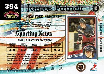1992-93 Stadium Club #394 James Patrick Back