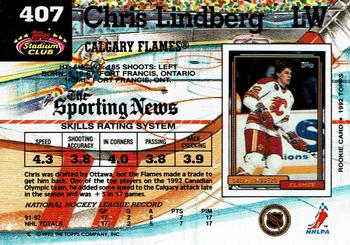 1992-93 Stadium Club #407 Chris Lindberg Back
