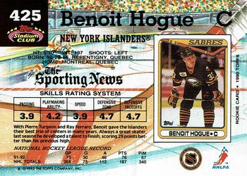 1992-93 Stadium Club #425 Benoit Hogue Back