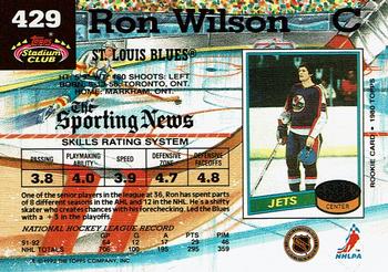 1992-93 Stadium Club #429 Ron Wilson Back