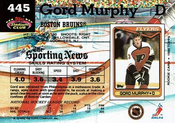 1992-93 Stadium Club #445 Gord Murphy Back