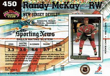 1992-93 Stadium Club #450 Randy McKay Back