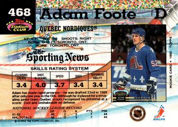 1992-93 Stadium Club #468 Adam Foote Back