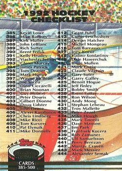 1992-93 Stadium Club #500 Checklist: 385-500 Front