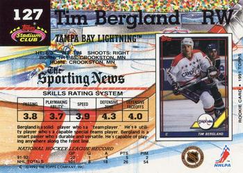1992-93 Stadium Club #127 Tim Bergland Back