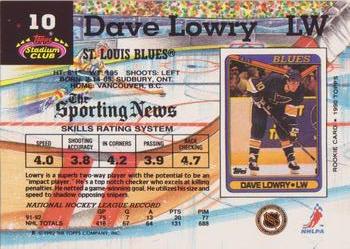 1992-93 Stadium Club #10 Dave Lowry Back