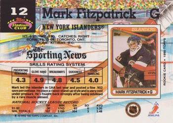 1992-93 Stadium Club #12 Mark Fitzpatrick Back