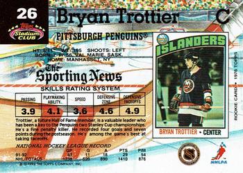 1992-93 Stadium Club #26 Bryan Trottier Back