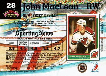 1992-93 Stadium Club #28 John MacLean Back