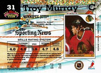 1992-93 Stadium Club #31 Troy Murray Back