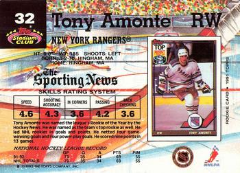 1992-93 Stadium Club #32 Tony Amonte Back