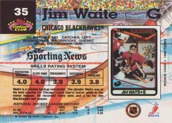 1992-93 Stadium Club #35 Jim Waite Back