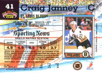 1992-93 Stadium Club #41 Craig Janney Back