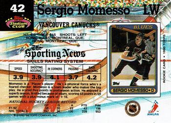 1992-93 Stadium Club #42 Sergio Momesso Back