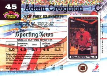 1992-93 Stadium Club #45 Adam Creighton Back