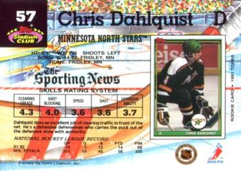 1992-93 Stadium Club #57 Chris Dahlquist Back
