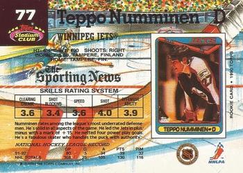 1992-93 Stadium Club #77 Teppo Numminen Back