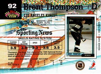 1992-93 Stadium Club #92 Brent Thompson Back