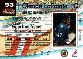 1992-93 Stadium Club #93 Claude LaPointe Back