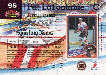 1992-93 Stadium Club #95 Pat LaFontaine Back