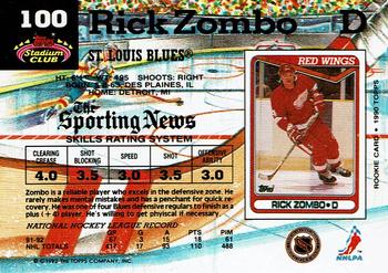 1992-93 Stadium Club #100 Rick Zombo Back