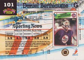 1992-93 Stadium Club #101 Daniel Berthiaume Back
