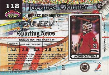 1992-93 Stadium Club #118 Jacques Cloutier Back