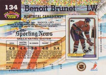 1992-93 Stadium Club #134 Benoit Brunet Back