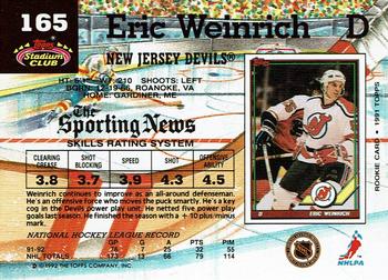 1992-93 Stadium Club #165 Eric Weinrich Back
