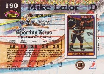 1992-93 Stadium Club #190 Mike Lalor Back