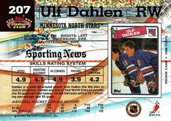 1992-93 Stadium Club #207 Ulf Dahlen Back